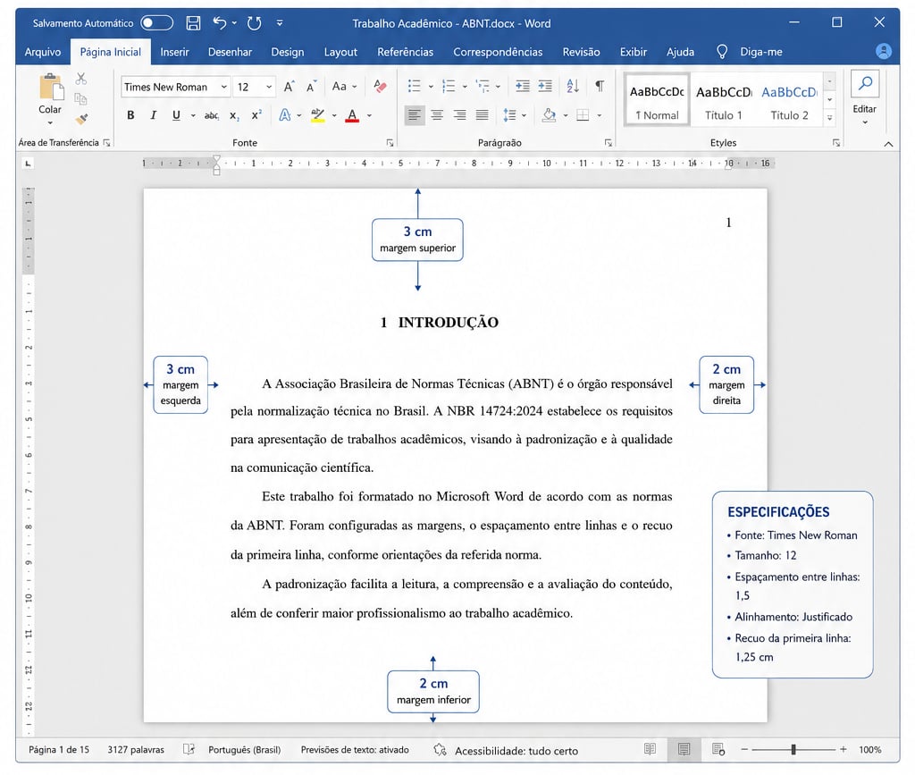 Capa da matéria Como configurar as margens e o espaçamento nas normas ABNT no Word